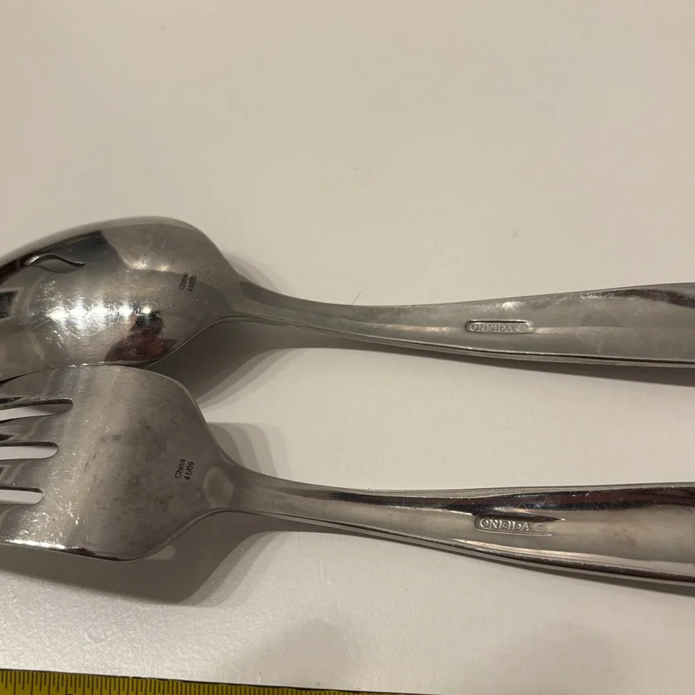 Onida Serving Spoon and Serving Fork Set‎ Stainless Steel vintage